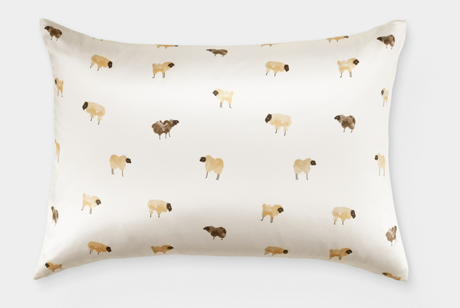 Наволочка 50х70 из натурального шёлка, принт овечки