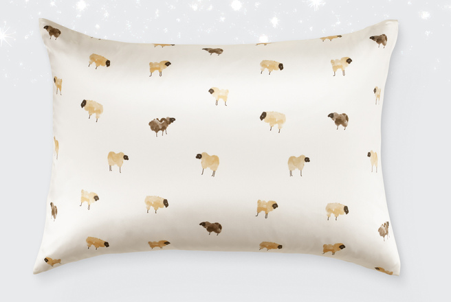 Наволочка 50х70 из натурального шёлка, принт овечки