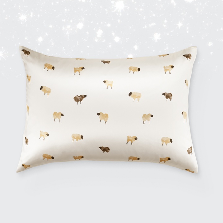 Наволочка 50х70 из натурального шёлка, принт овечки